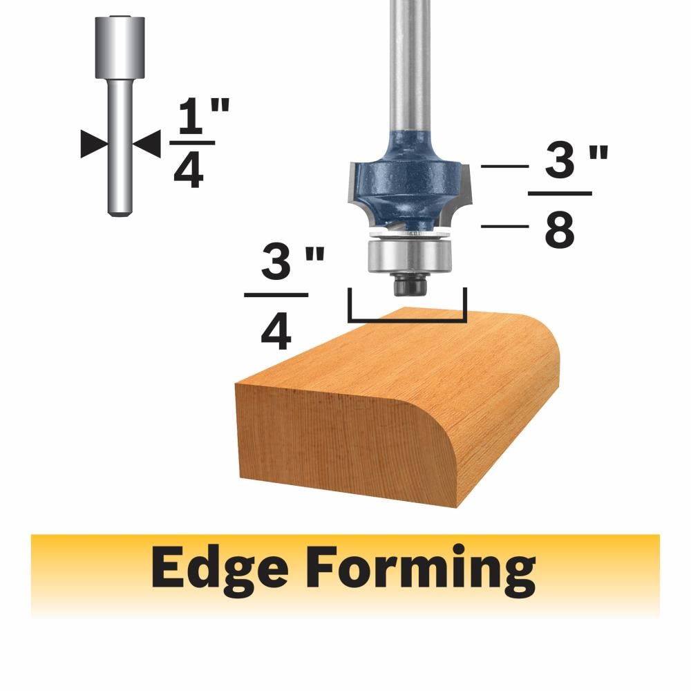 Bosch 1/8-in Carbide-Tipped Roundover Router Bit, 1/4-in Shank, 3/4-in ...