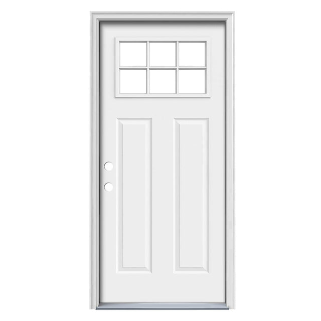 JELD-WEN 36-in x 80-in Steel Craftsman Right-Hand Inswing Primed Prehung Single Front Door