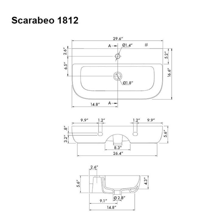 Nameeks Glam Wall Mounted Bathroom Sink in White