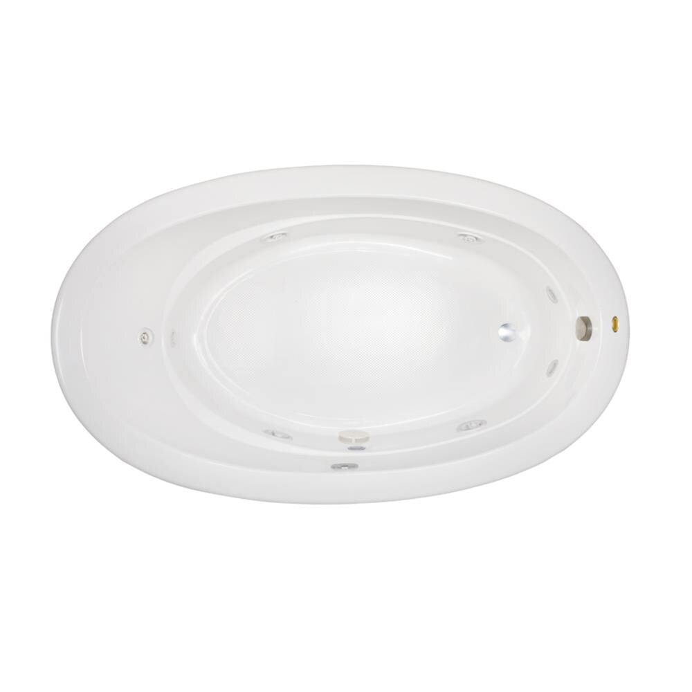 Jacuzzi Riva 72 in. x 42 in. Acrylic Right-Hand Drain Oval Drop-in Whirlpool Bathtub with Heater in White