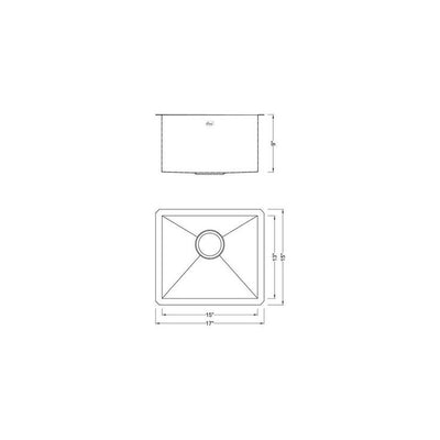 Undermount Stainless Steel 17 in. x 15 in. x 9 in.  Prep / Bar / Island Single Bowl Zero Radius Kitchen Sink Combo