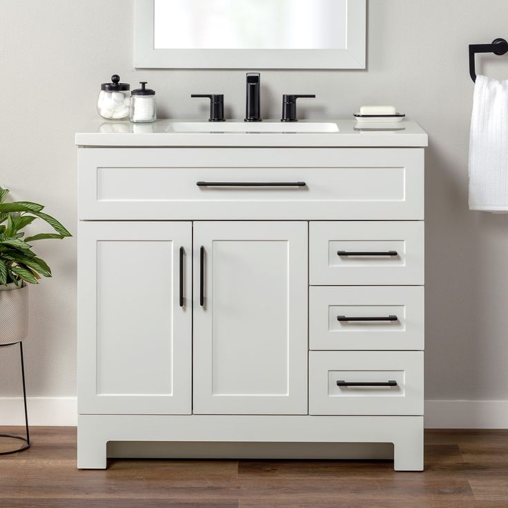 Style Selections Cauley 36-in White Single Sink Bathroom Vanity with White Cultured Marble Top