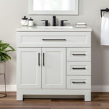 Style Selections Cauley 36-in White Single Sink Bathroom Vanity with White Cultured Marble Top
