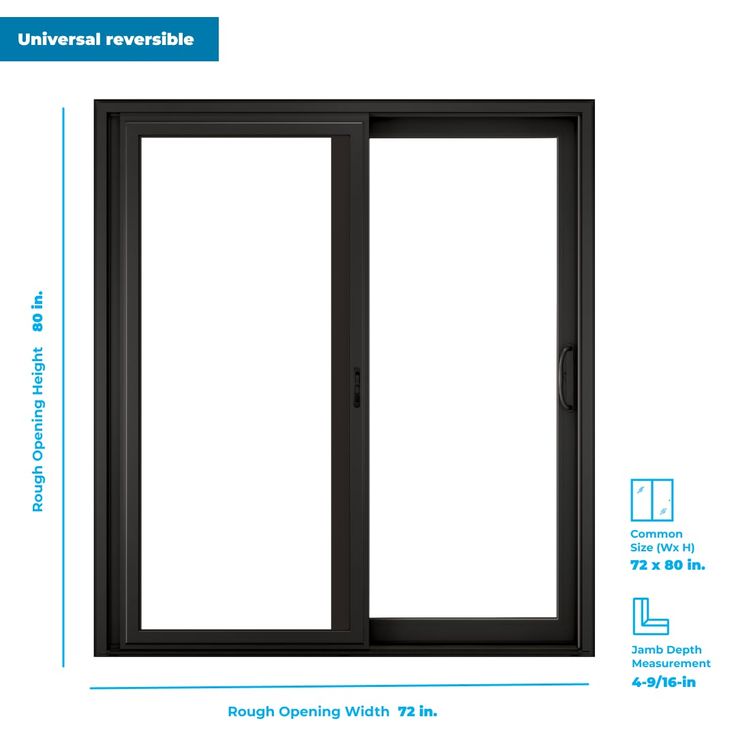 RELIABILT 72-in x 80-in 4-9/16-in Low-e Argon Black Vinyl Sliding Universal Double Patio Door