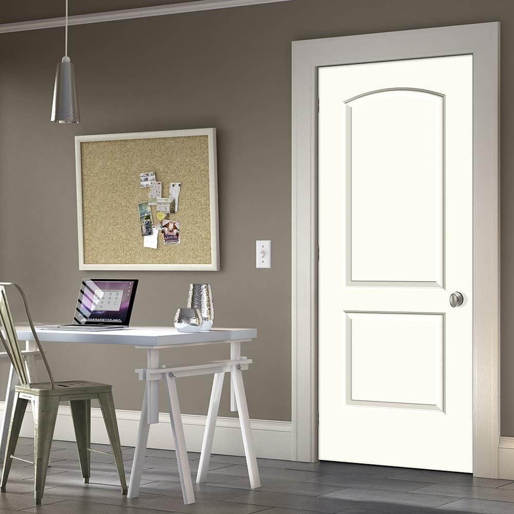 JELD-WEN Continental 32-in x 80-in White 2-Panel Round Top Hollow Core Prefinished Molded Composite Right-Hand Single Prehung Interior Door