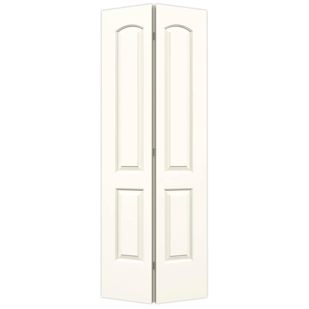 JELD-WEN Continental 24-in x 80-in White 2-Panel Round Top Prefinished Molded Composite Bifold Door (Hardware Included)