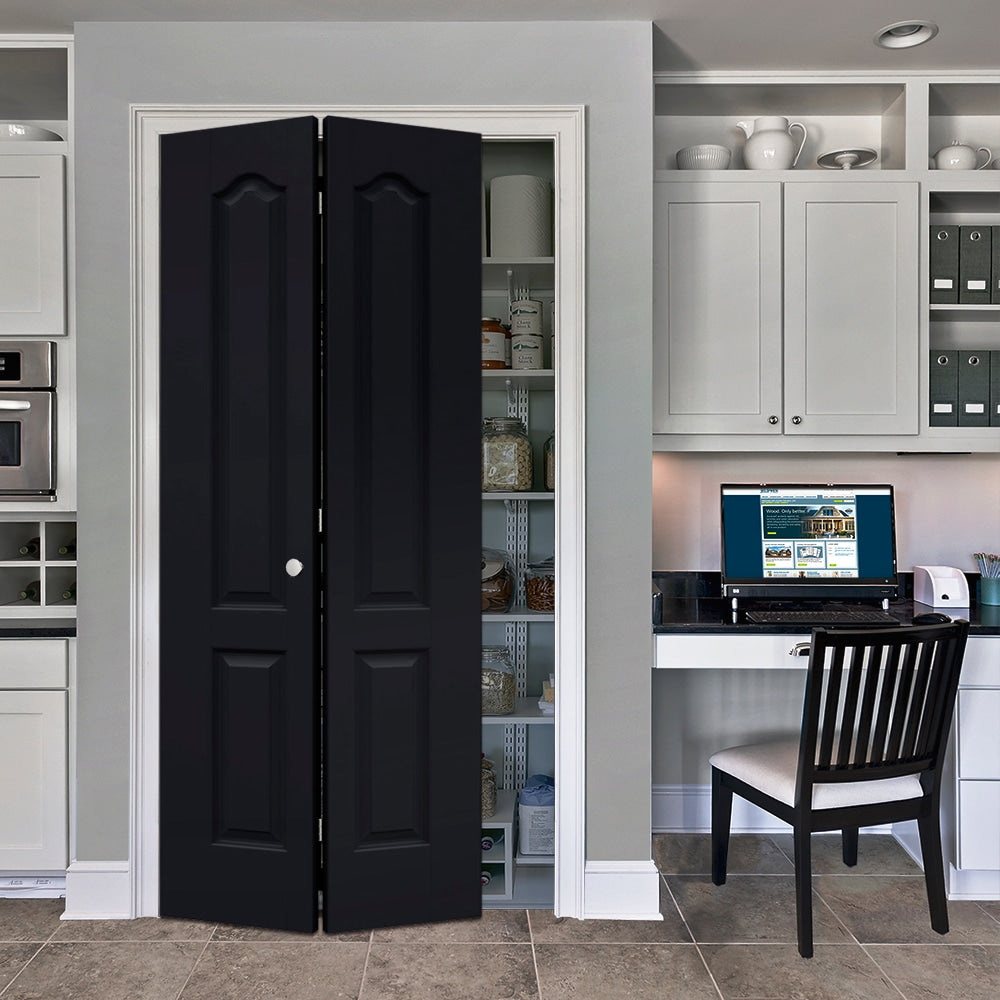 JELD-WEN Princeton 24-in x 80-in Midnight 2-Panel Arch Top Prefinished Molded Composite Bifold Door (Hardware Included)