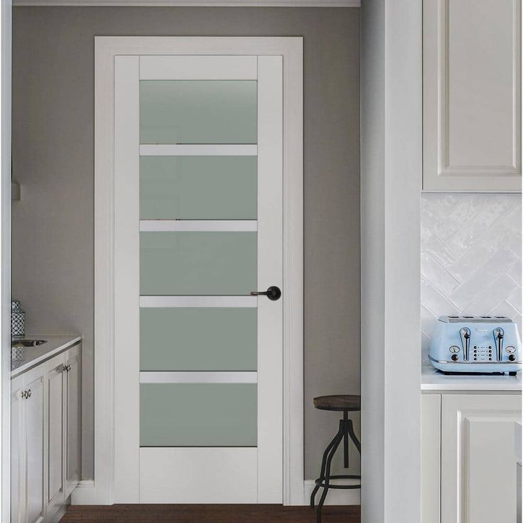 32 in. x 80 in. MODA Primed PMT1055 Solid Core Wood Interior Door Slab w/Translucent Glass