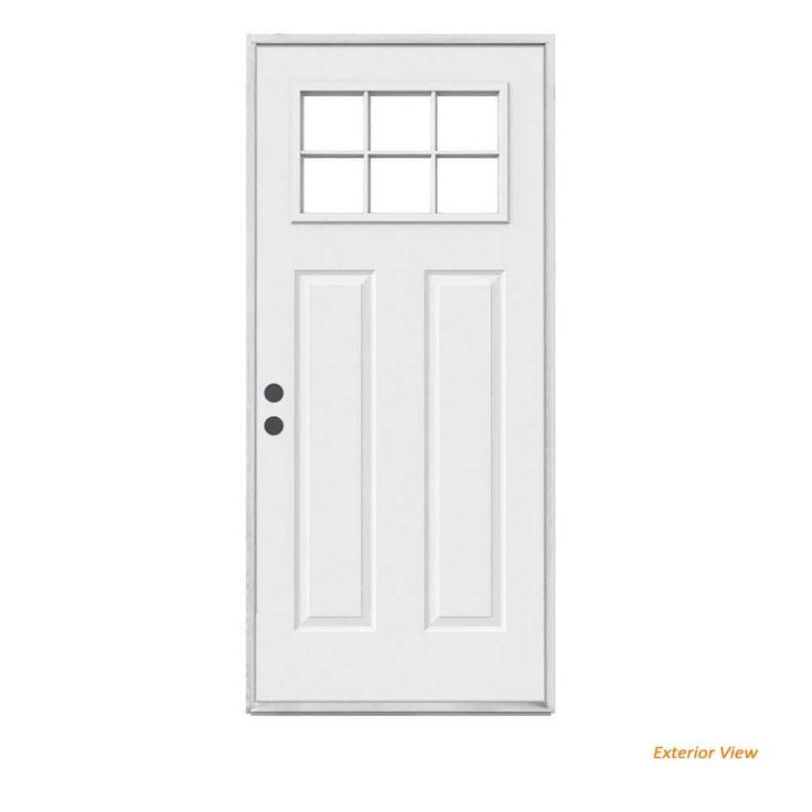 JELD-WEN 30 in. x 80 in. 6 Lite Craftsman Primed Steel Prehung Right-Hand Inswing Prehung Front Door