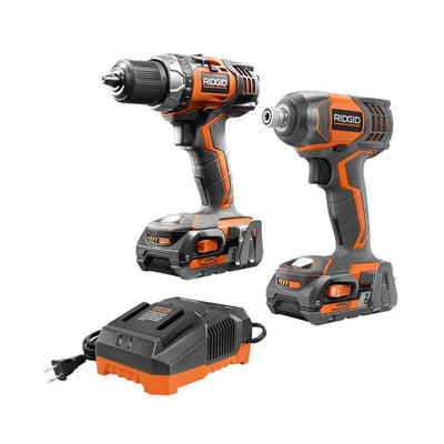 18-Volt Lithium-Ion Cordless Drill/Driver and Impact Driver 2-Tool Combo Kit with (2) 2.0 Ah Batteries, Charger, and Bag