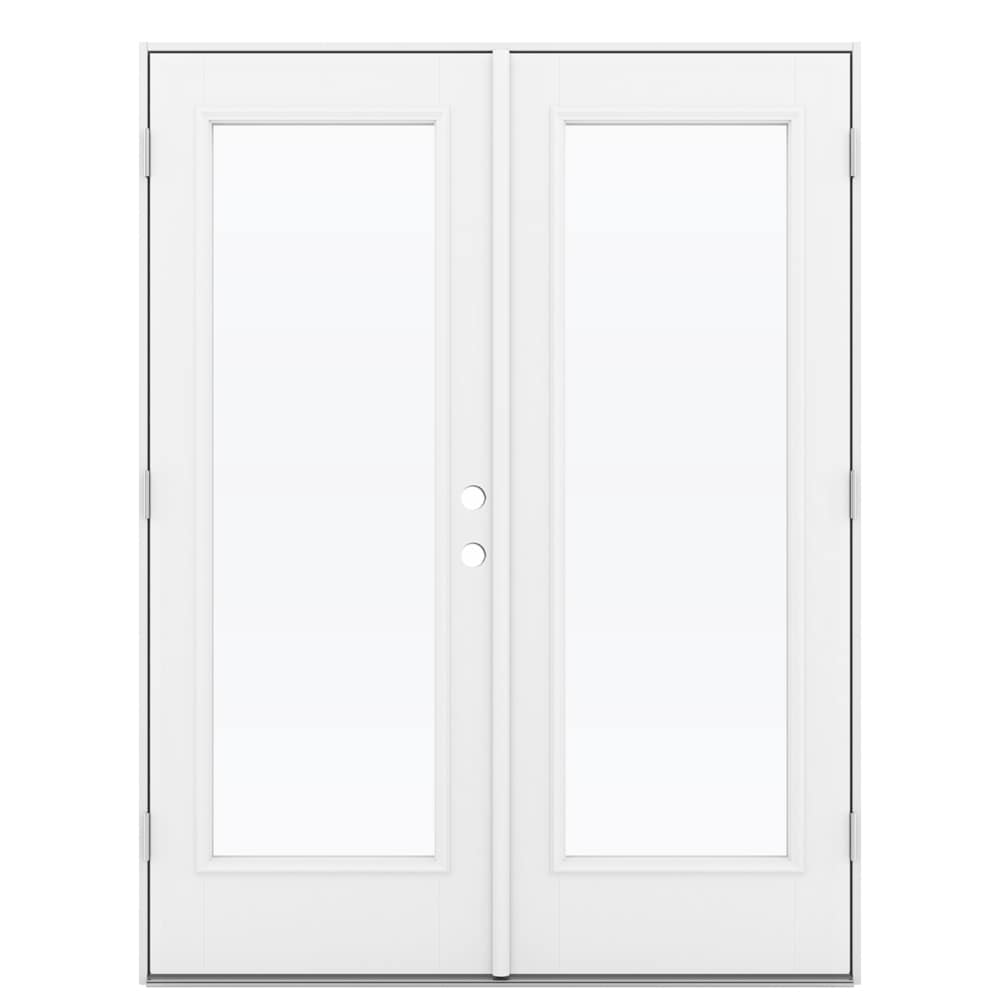 JELD-WEN 60-in x 80-in 4-9/16-in Low-E Currant Fiberglass French Right-Hand Outswing Double Patio Door