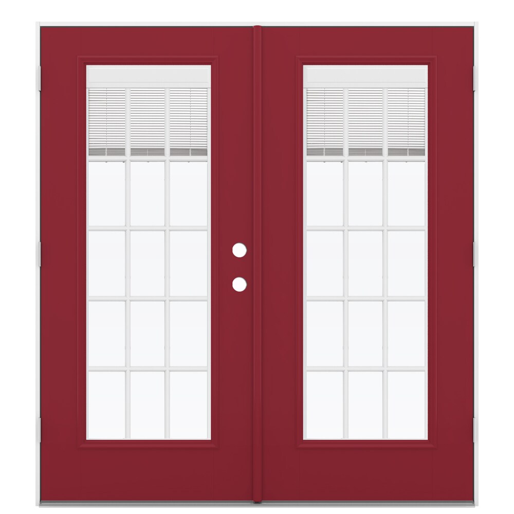 JELD-WEN 72-in x 80-in x 4-9/16-in Low-E Currant Fiberglass French Right-Hand Outswing Double Patio Door