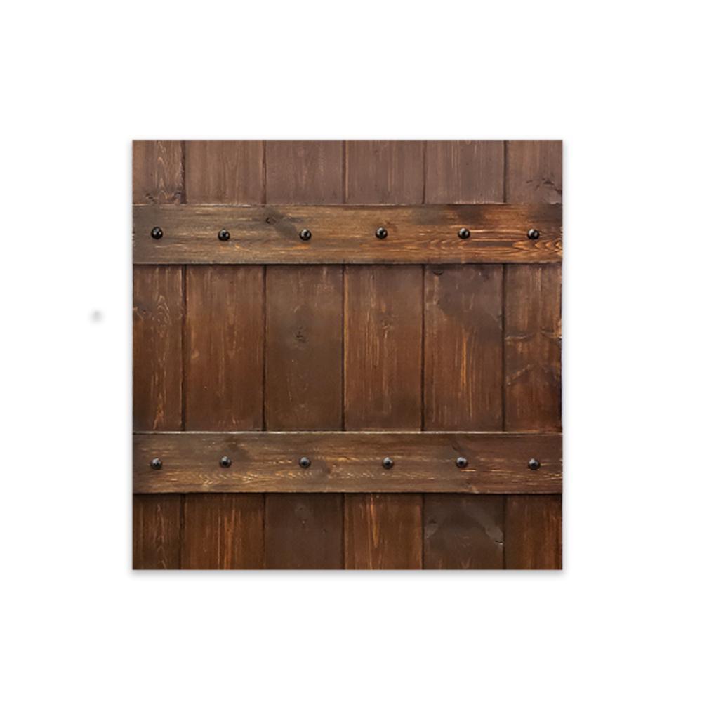Clavos 42 in. x 84 in. Brown Stained Solid Pine Wood Interior Sliding Barn Door with Sliding Door Hardware Kit - Super Arbor