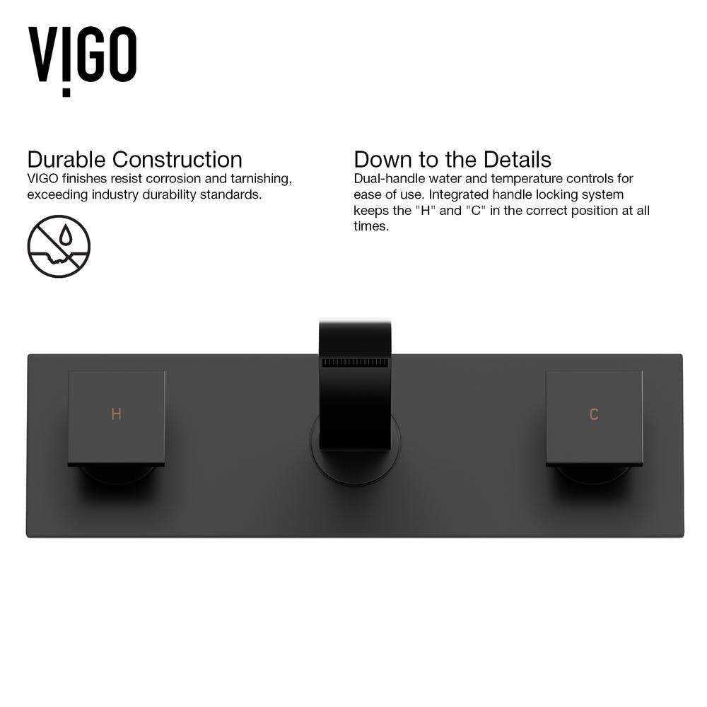 Vinca White Matte Stone Vessel Bathroom Sink Set with Titus Wall Mount Faucet in Matte Black - Super Arbor