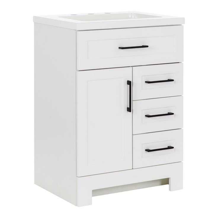 Style Selections Cauley 24-in White Single Sink Bathroom Vanity with White Cultured Marble Top