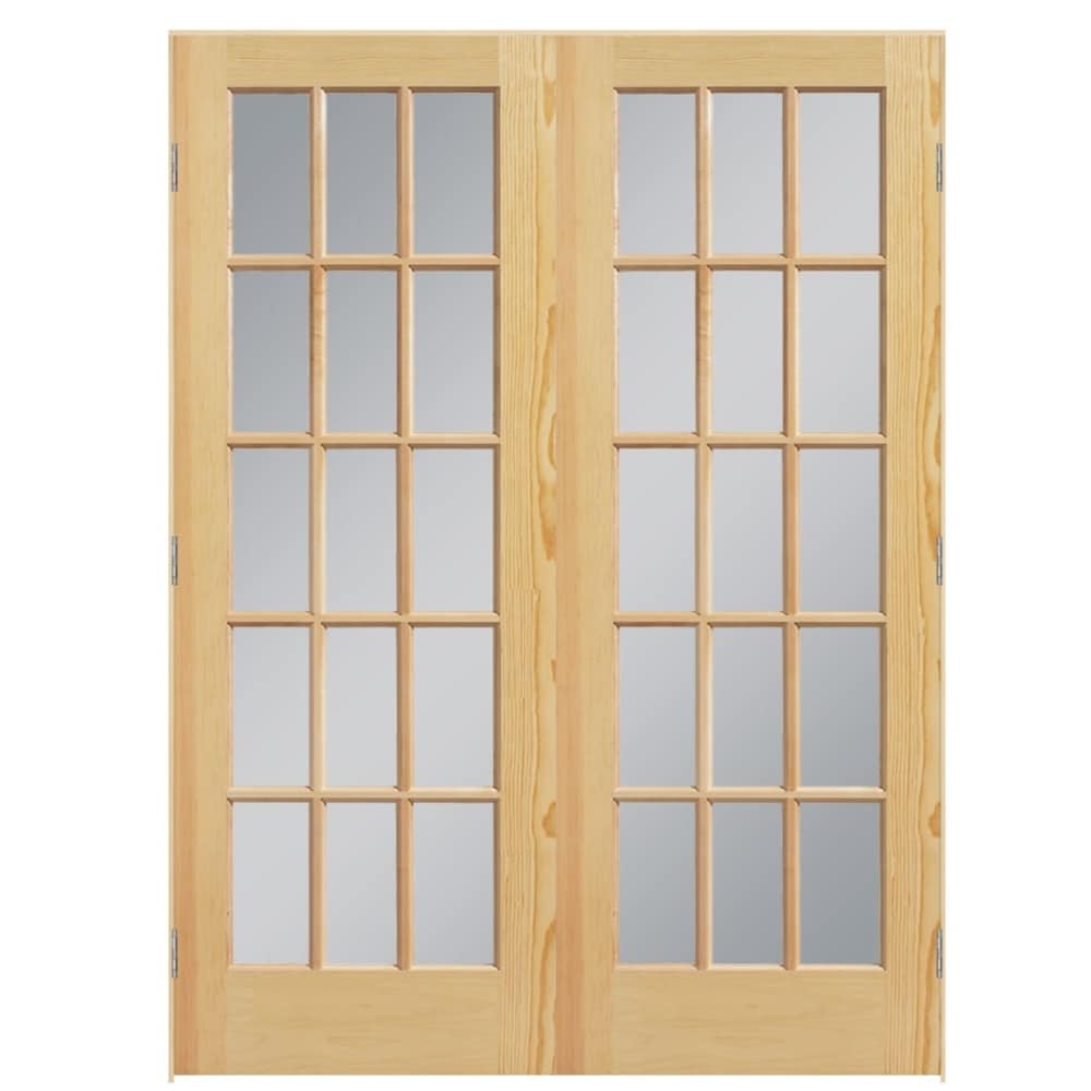 Masonite Traditional 60-in x 80-in Clear Glass Unfinished Pine Wood Interior French Door