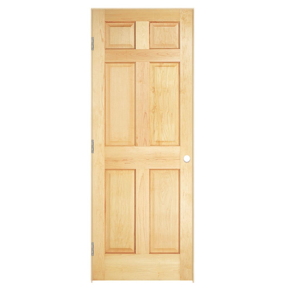 Masonite Traditional 30-in x 80-in Unfinished 6-Panel Solid Core Pine Wood Right-Hand Single Prehung Interior Door