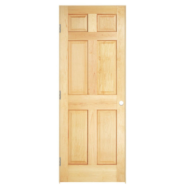 Masonite Traditional 30-in x 80-in Unfinished 6-Panel Solid Core Pine Wood Right-Hand Single Prehung Interior Door