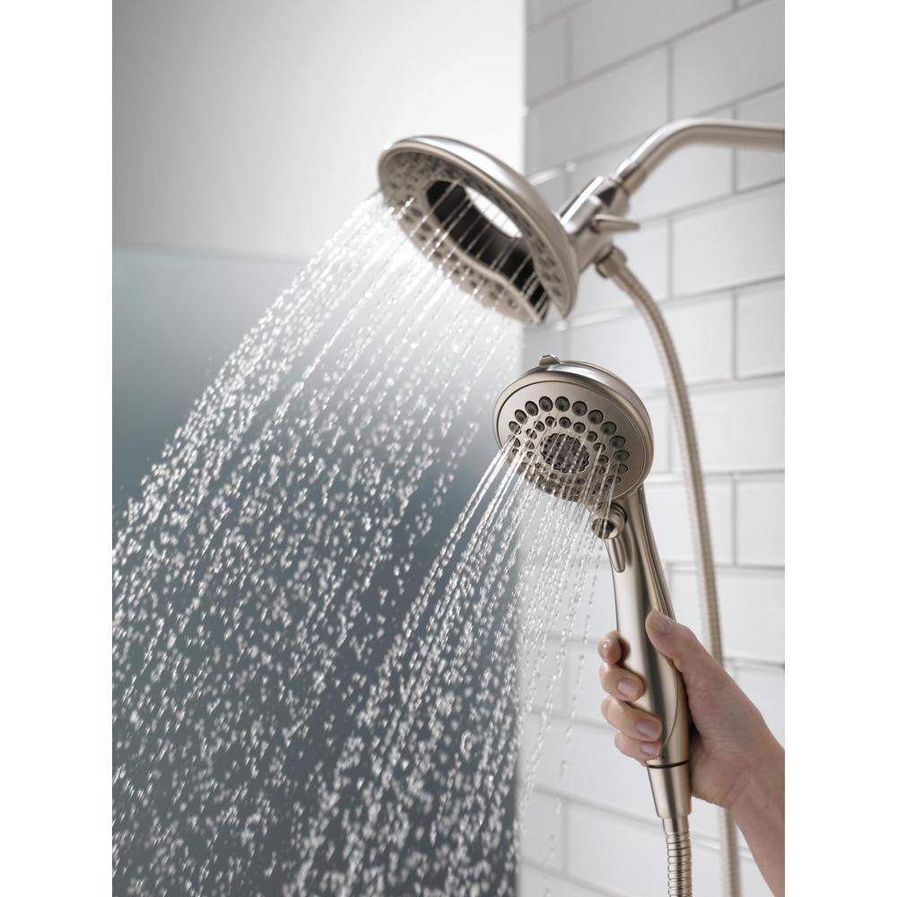 In2ition Two-in-One 5-Spray 6.8 in. Dual Wall Mount Fixed and Handheld Shower Head in Stainless - Super Arbor
