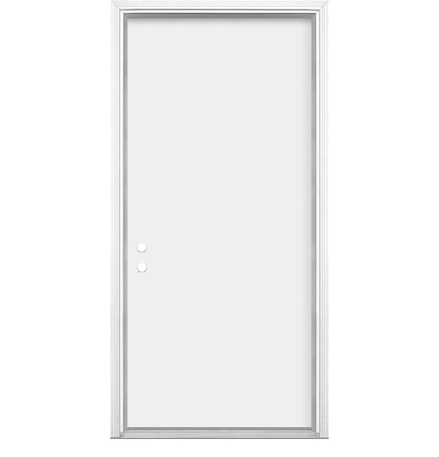 Masonite 32-in x 80-in Steel Right-Hand Inswing Primed Prehung Single Front Door, Brickmould Included