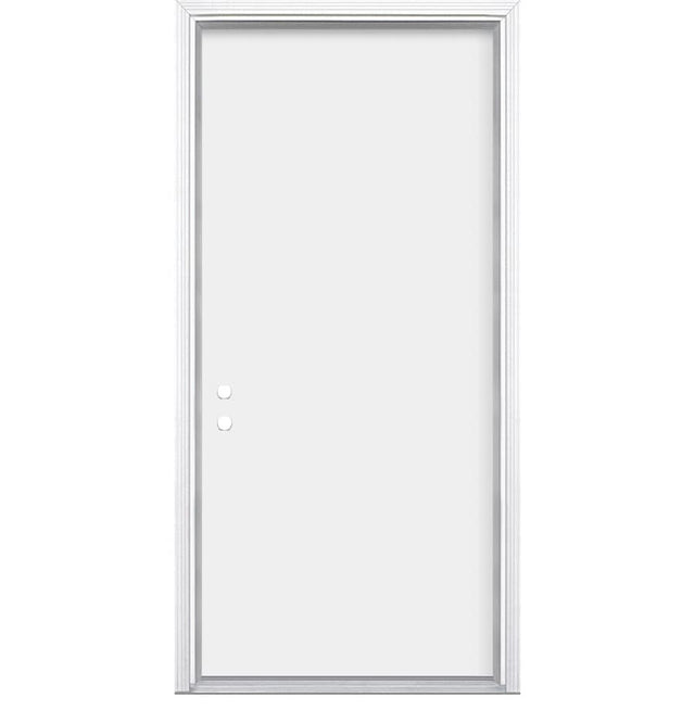 Masonite 32-in x 80-in Steel Right-Hand Inswing Primed Prehung Single Front Door, Brickmould Included