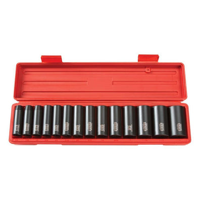 1/2 in. Drive 3/8 - 1-1/4 in. 6-Point Deep Impact Socket Set (14-Piece) - Super Arbor