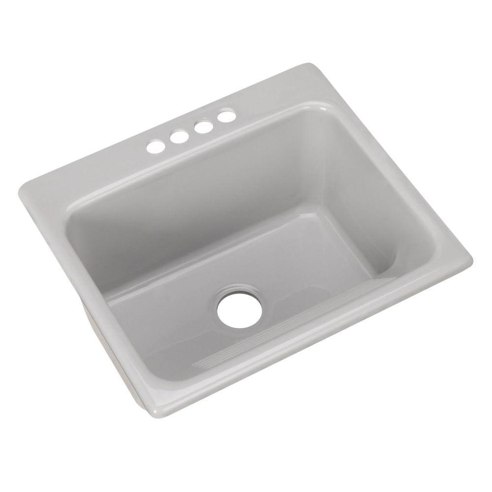 Kensington Drop-In Acrylic 25 in. 4-Hole Single Bowl Utility Sink in White - Super Arbor