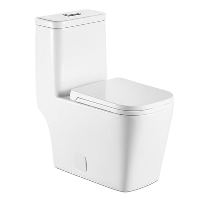 0.8 GPF/1.28 GPF Dual Flush Square Shape Ceramic Elongated Toilet Square Only in White