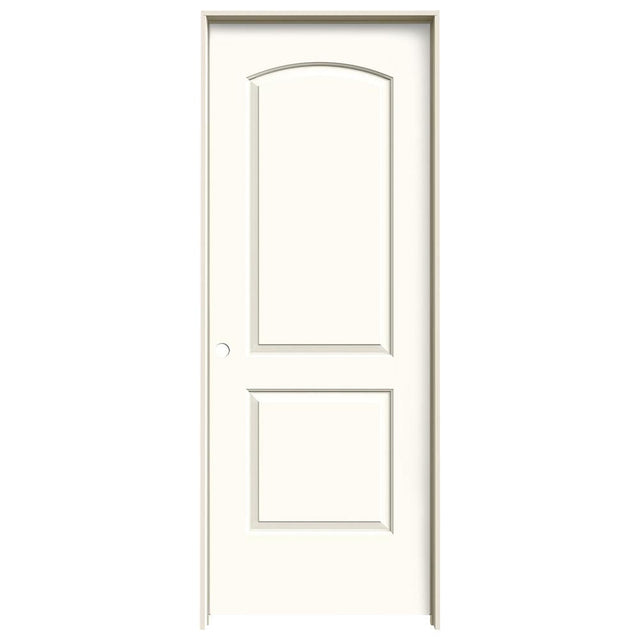 JELD-WEN Continental 32-in x 80-in White 2-Panel Round Top Hollow Core Prefinished Molded Composite Right-Hand Single Prehung Interior Door