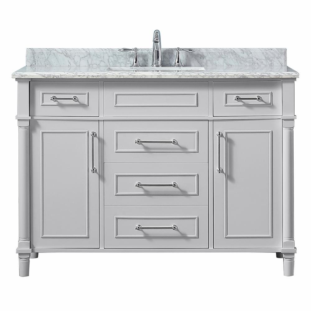 Aberdeen 24 in. W x 20 in. D Bath Vanity in White with Carrara Marble Top with White Sink - Super Arbor
