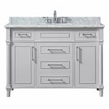 Aberdeen 24 in. W x 20 in. D Bath Vanity in White with Carrara Marble Top with White Sink - Super Arbor