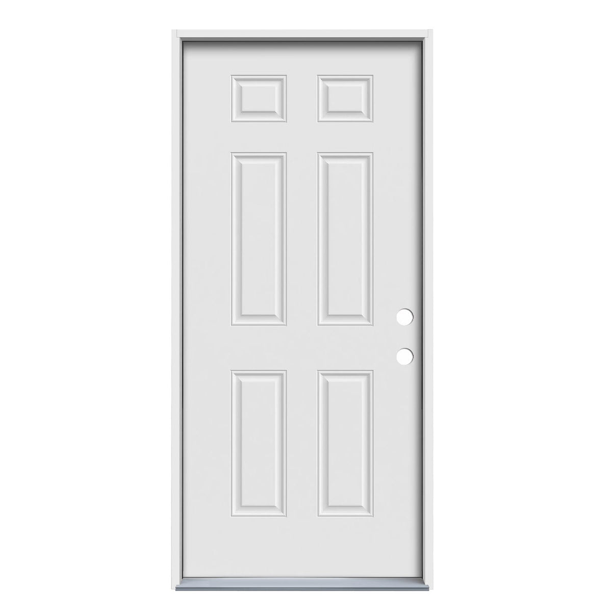 JELD-WEN 36-in x 80-in Steel Left-Hand Inswing Primed Prehung Single Front Door, 6-Panel, 4-9/16-in Jamb