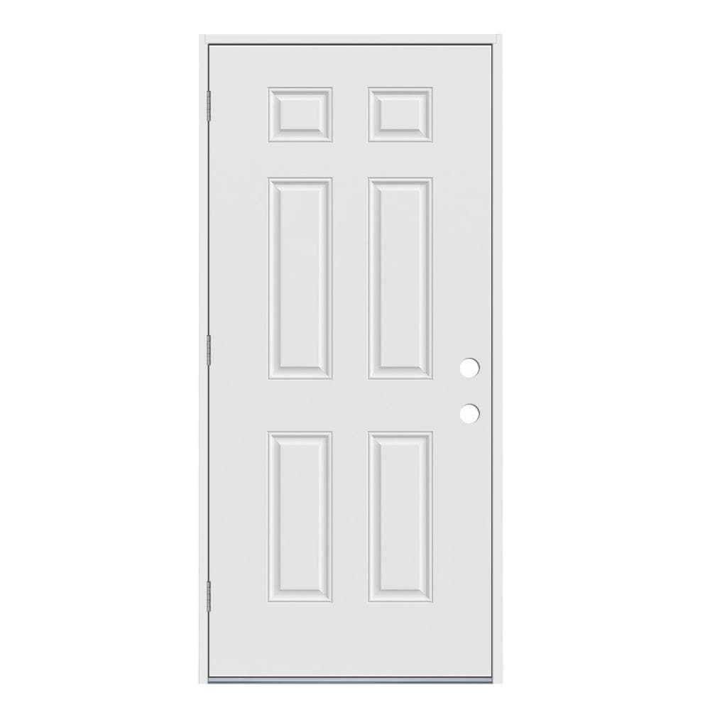 JELD-WEN 32-in x 80-in Steel Right-Hand Outswing Primed Prehung Single Front Door