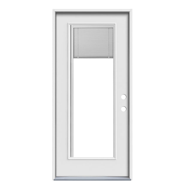 JELD-WEN 32-in x 80-in Steel Full Lite Left-Hand Inswing Primed Prehung Single Front Door with Blinds