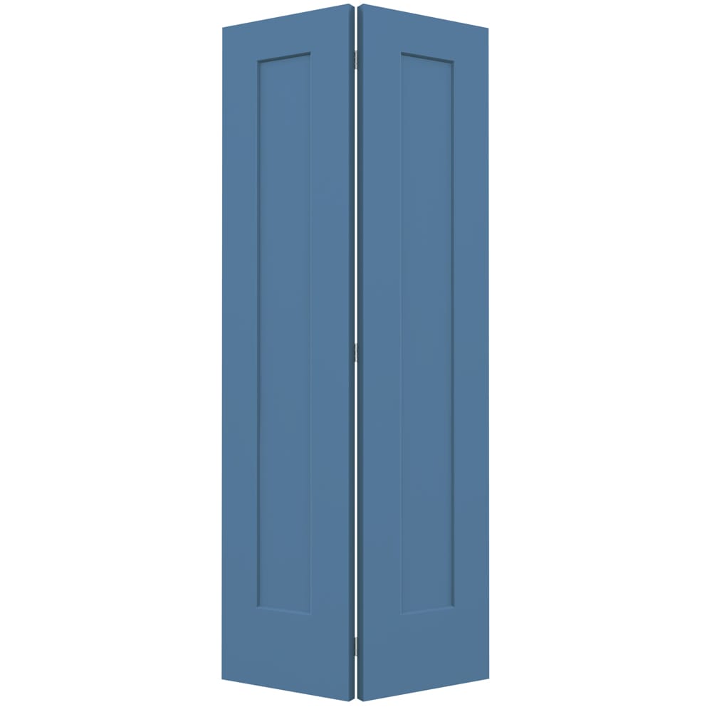 JELD-WEN Madison 24-in x 80-in Blue Heron 1-Panel Square Prefinished Molded Composite Bifold Door (Hardware Included)