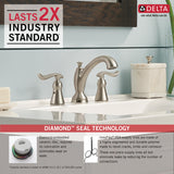 Delta Linden Stainless 2‑Handle Widespread WaterSense Bathroom Sink Faucet with Drain