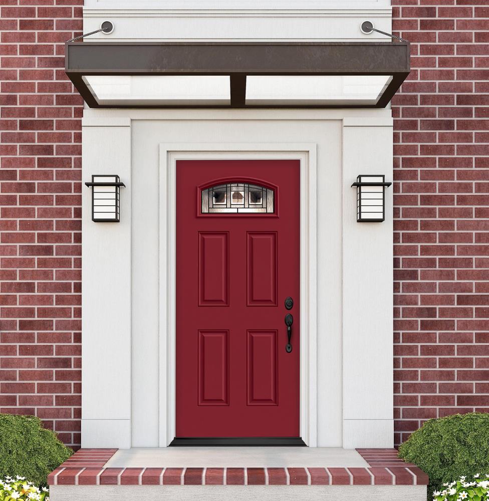 JELD-WEN Craftsman 36-in x 80-in Steel 1/4 Lite Right-Hand Inswing Primed Prehung Single Front Door