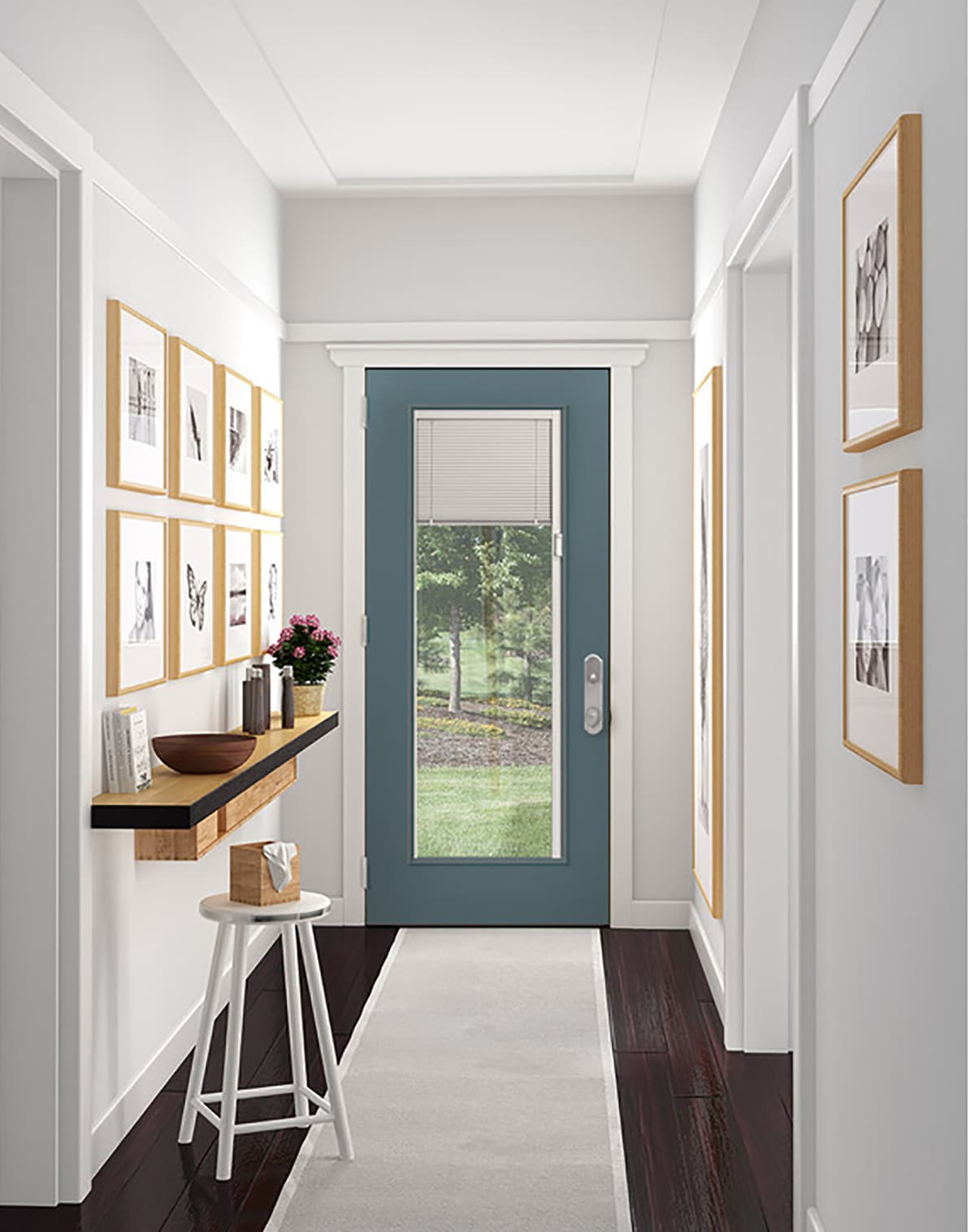 JELD-WEN 32-in x 80-in Steel Full Lite Left-Hand Inswing Primed Prehung Single Front Door with Blinds