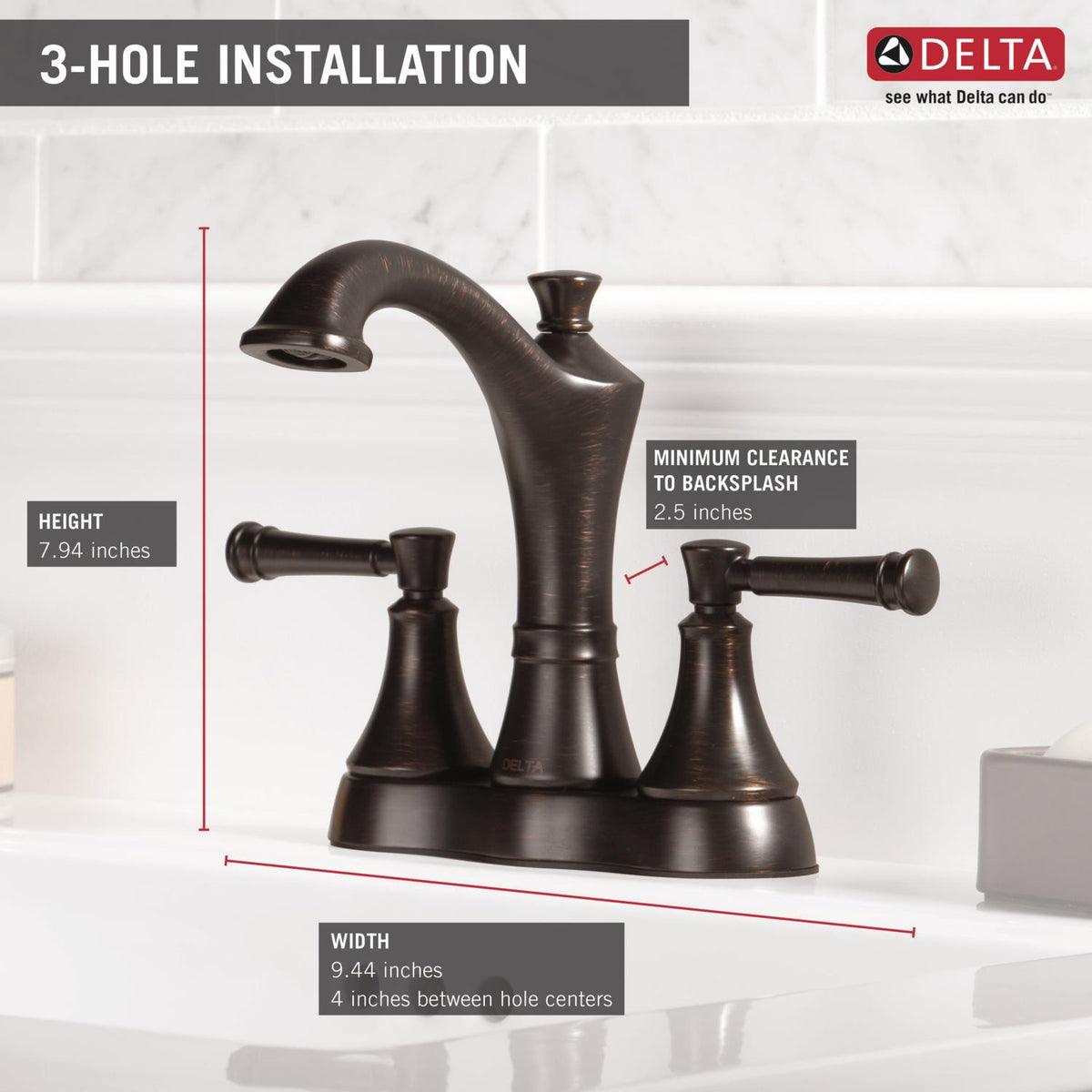 Delta Valdosta Venetian Bronze 2-Handle 4-in Centerset WaterSense Bathroom Sink Faucet with Drain
