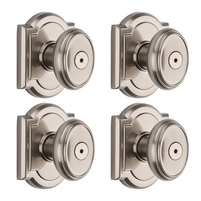 Prestige Carnaby Satin Nickel Bed/Bath Door Knob (4-Pack) - Super Arbor