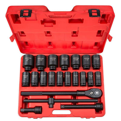3/4 in. Drive 7/8-2 in. 6-Point Deep Impact Socket Set (22-Piece) - Super Arbor