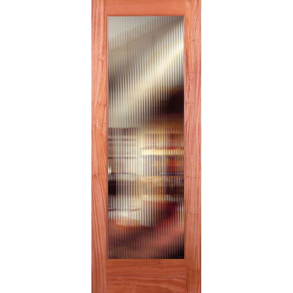 30 in. x 80 in. Reed Smooth 1 Lite Primed MDF Interior Door Slab - Super Arbor