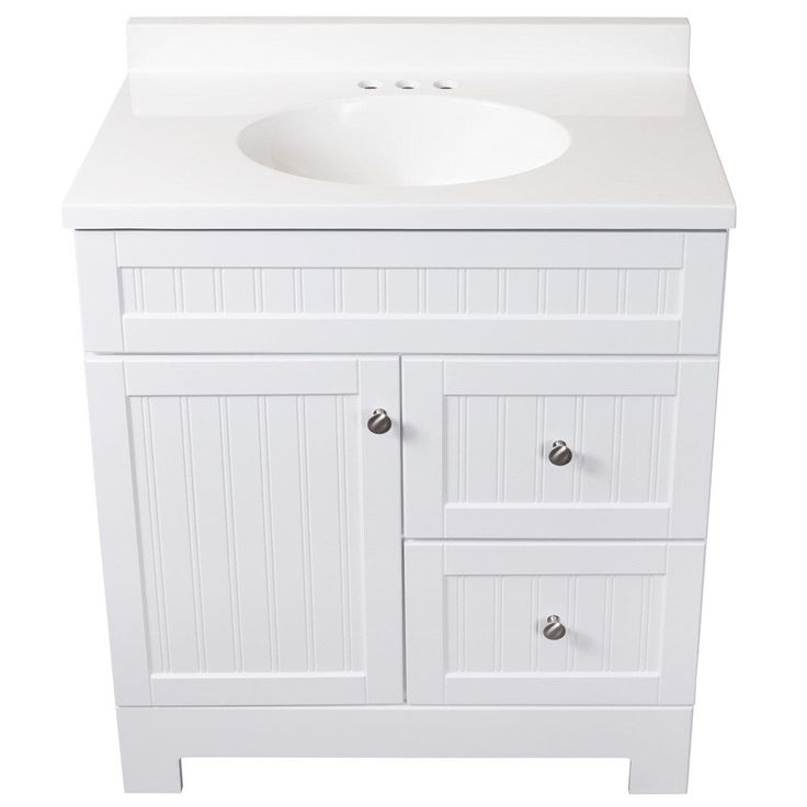 Style Selections Ellenbee 30.5-in White Single Sink Bathroom Vanity with White Cultured Marble Top