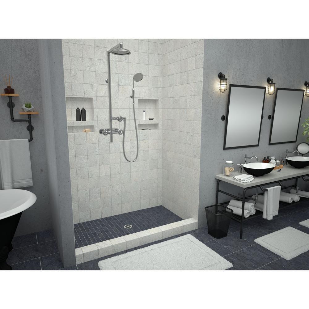 Redi Base 48 in. x 72 in. Single Threshold Shower Base with Center Drain and Polished Chrome Drain Plate - Super Arbor