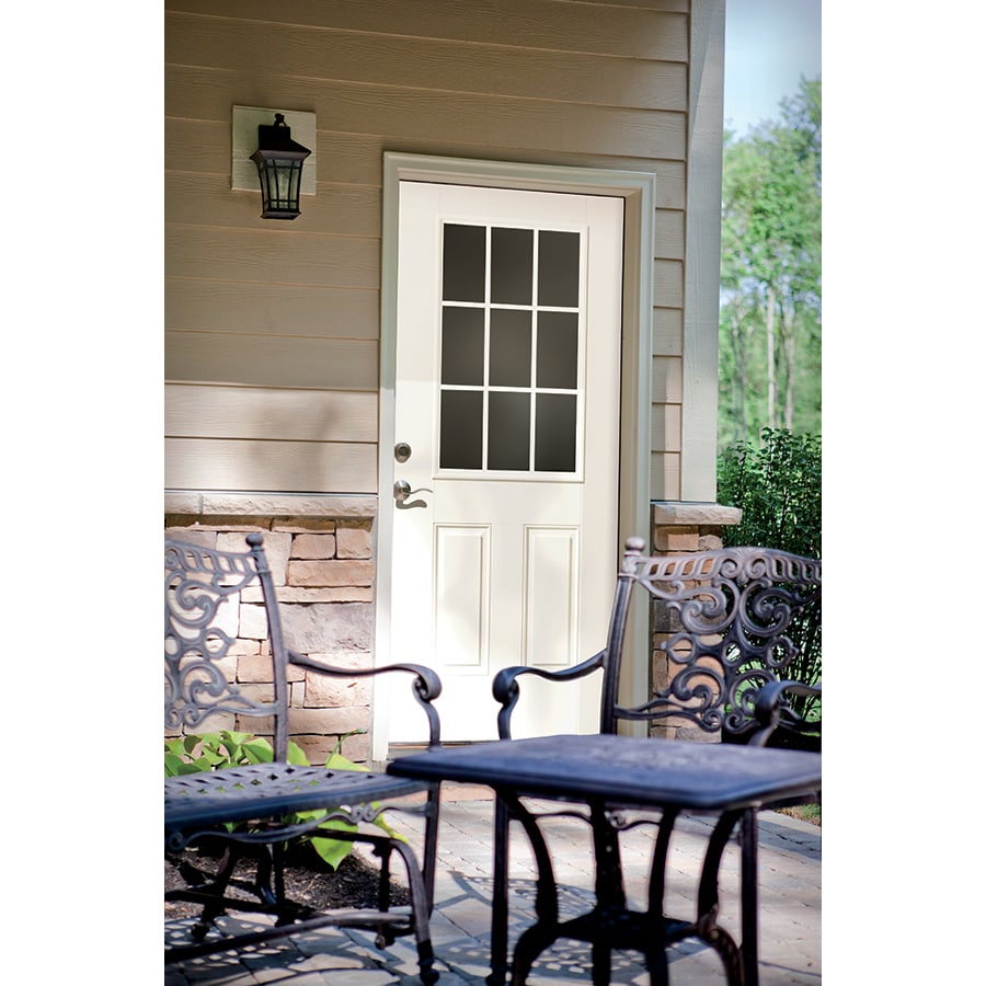 Therma-Tru Benchmark Doors 32-in x 80-in Fiberglass Half-Lite Left-Hand Inswing Ready-to-Paint Unfinished Prehung Front Door with Brickmould