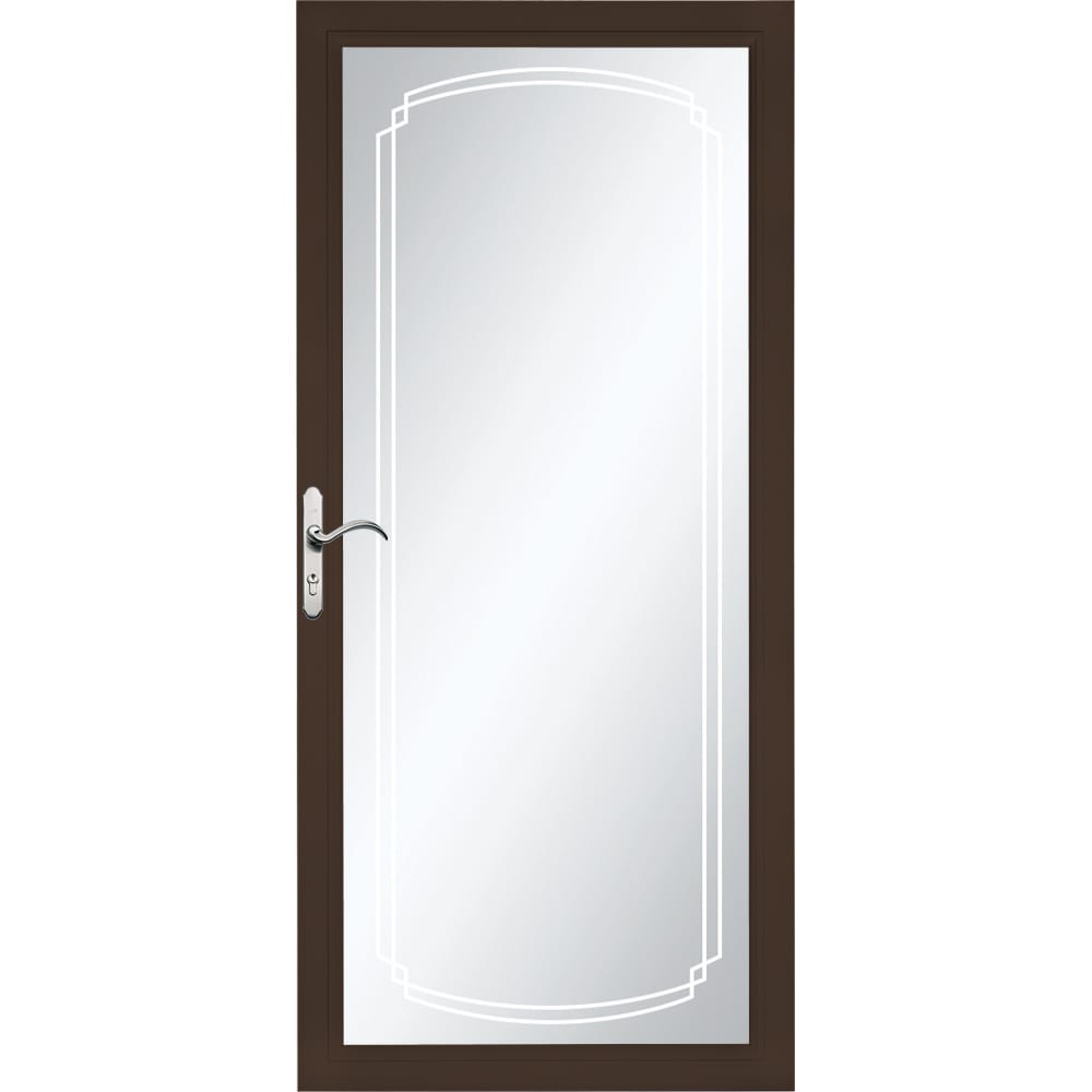 Pella Select 36-in x 81-in Brown Full-View Aluminum Storm Door