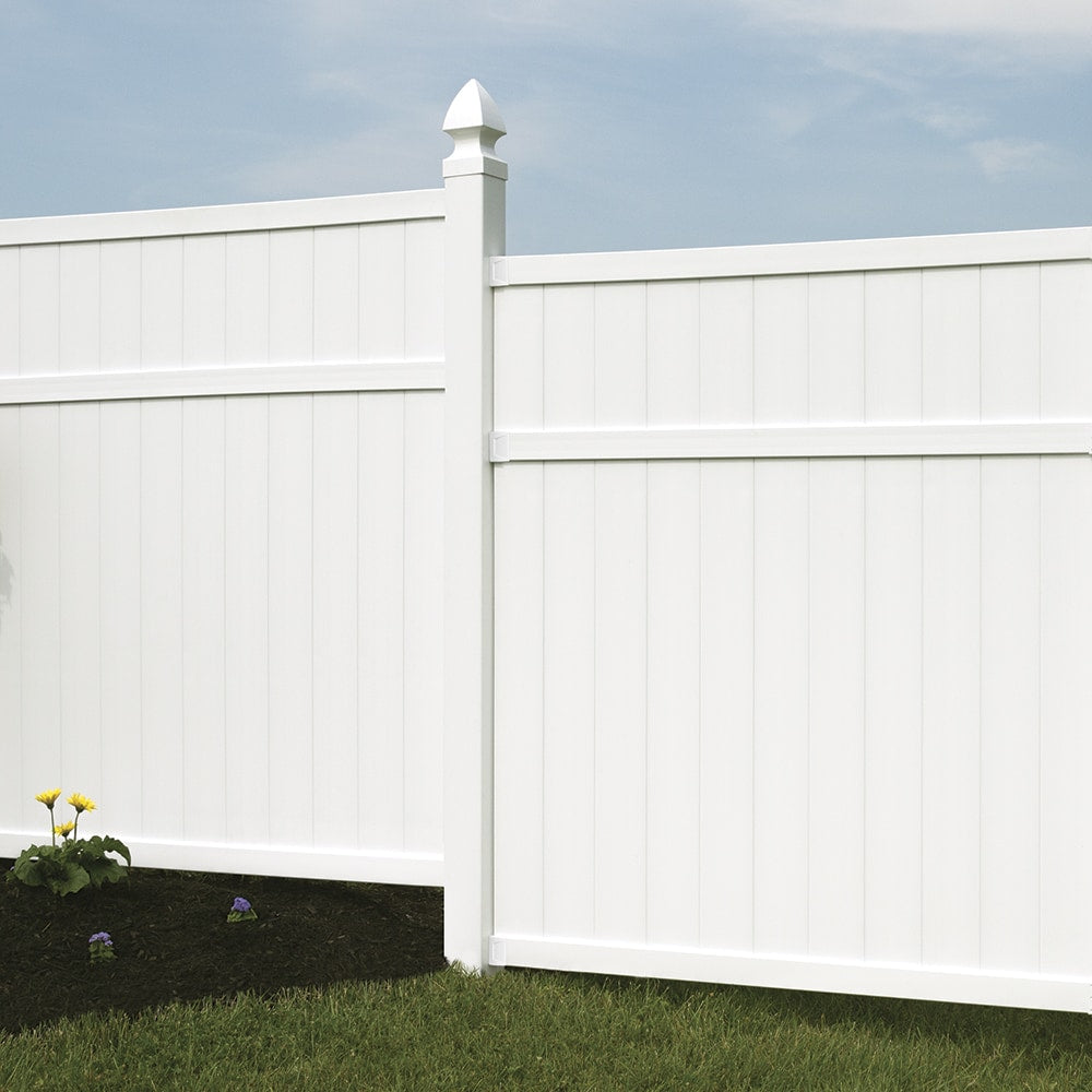 Freedom Brighton 6-ft H x 6-ft W White Privacy Vinyl Flat-top