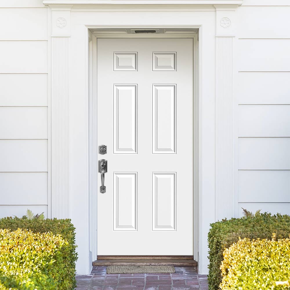 Masonite 34-in x 80-in Steel Universal Reversible Primed White Slab Front Door with Insulating Core