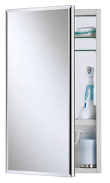 Jensen Meridian 15-in x 35-in Surface/Recessed Mount Frameless Mirrored Medicine Cabinet with Outlet