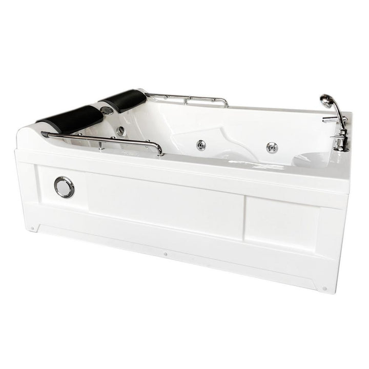 Mimi with heater 68 in. Acrylic Center Drain Corner Alcove Whirlpool Bathtub in White - Super Arbor